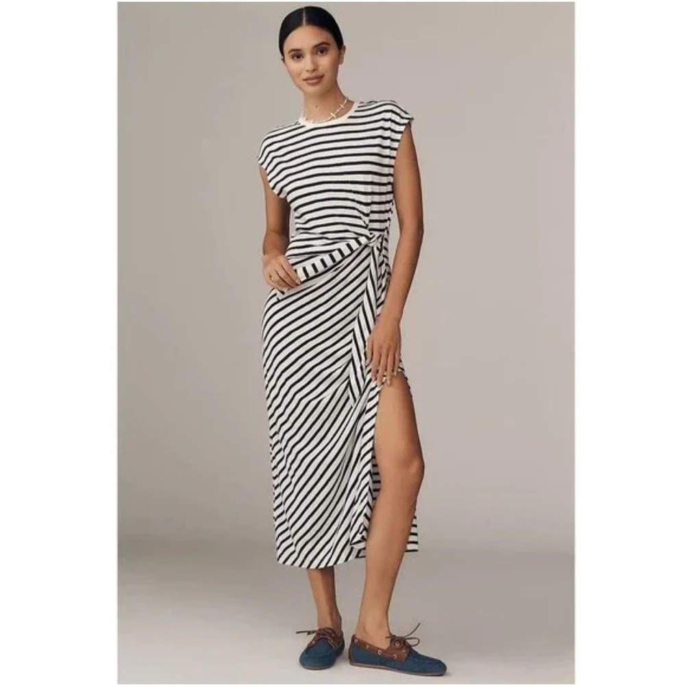NWT Anthropologie Daily Practice Tiebreaker Muscle-Sleeve Midi Dress size XXS